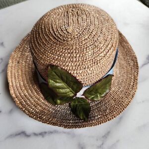 NM New Moves little girl toddler hat woven paper straw tea party hat
